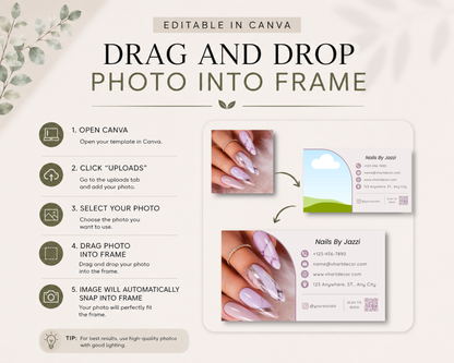 Nail Business Card Template | Editable Canva Business Card