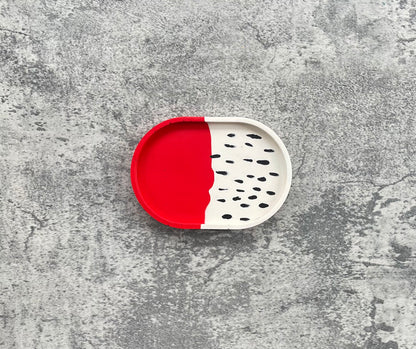 Oval Trinket Dish | Red, White, Black