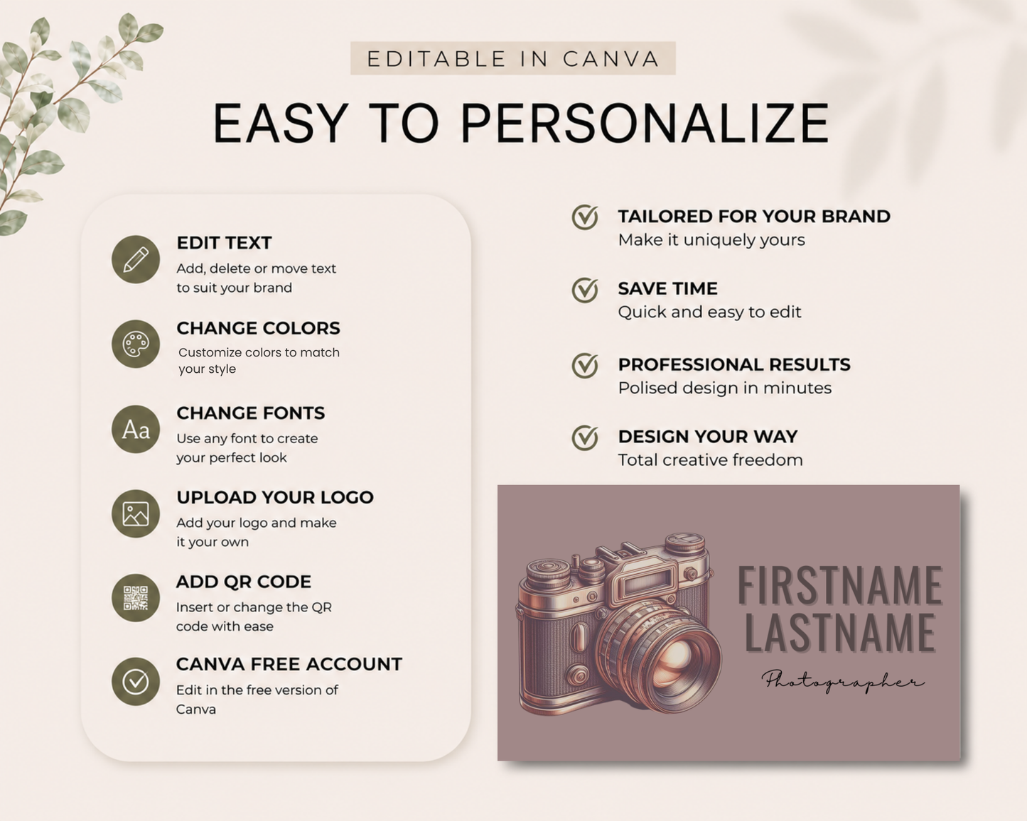 Photography Business Card | Canva Template