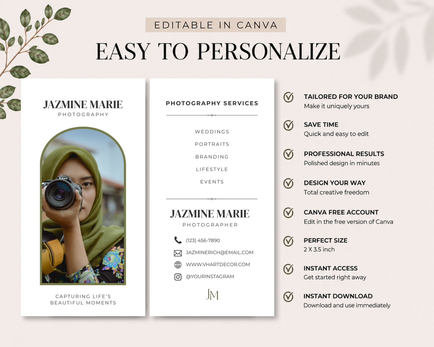 Photography Business Card | Canva Template