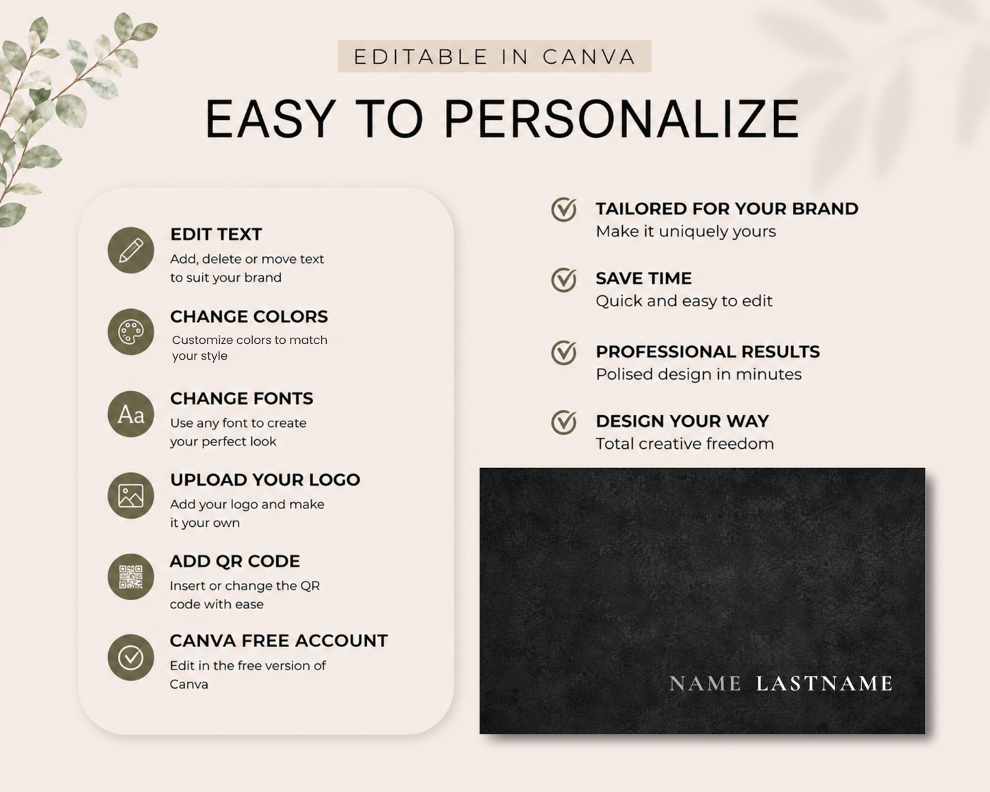 Editable Modern Business Card Template |  Canva Template