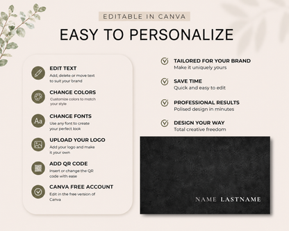 Editable Modern Business Card Template |  Canva Template