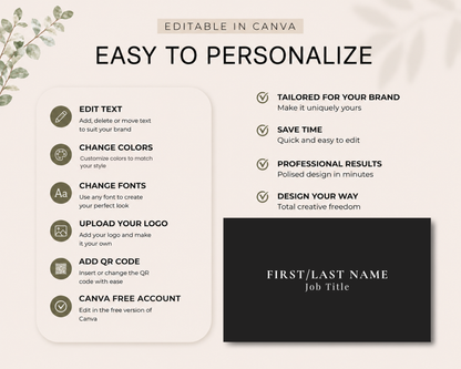 Editable Modern Business Card Template | Realtor Business Card | Canva Template