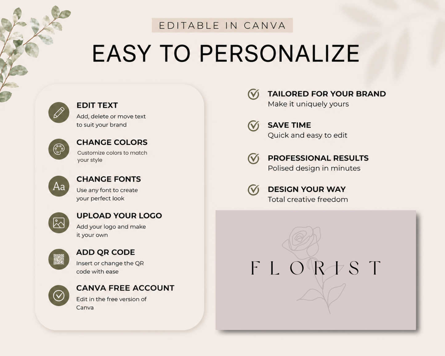 Floral Business Card | Canva Template