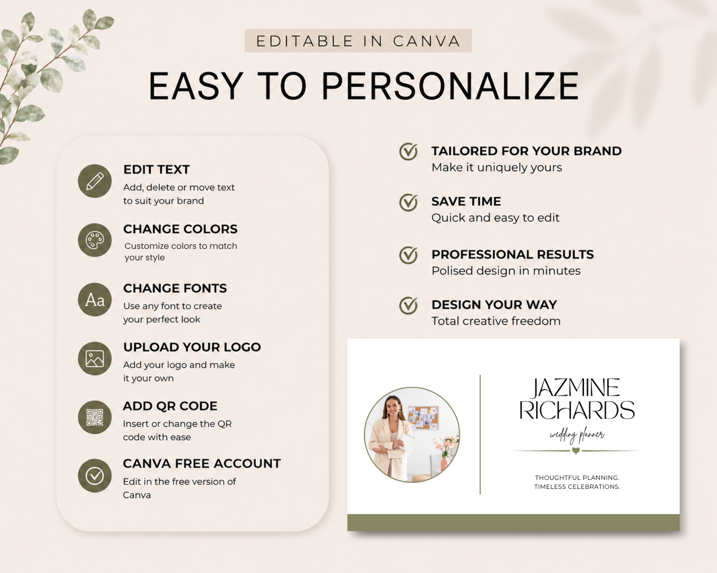 Wedding Planner Business Card | Canva Template
