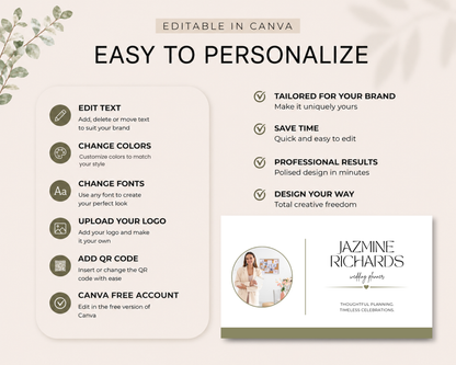 Wedding Planner Business Card | Canva Template
