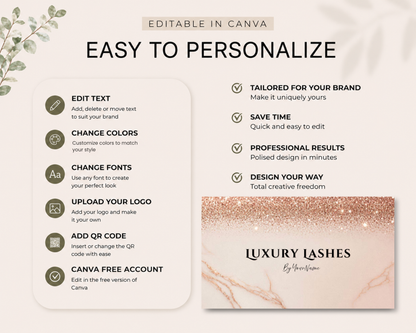 Pink Lash Business Card | Canva Template