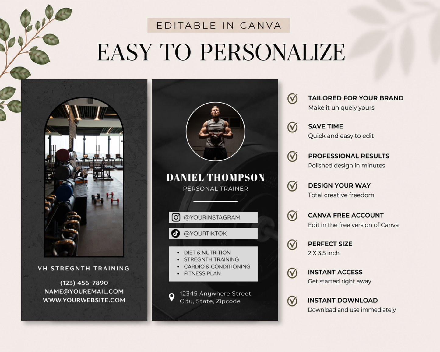 Personal Trainer Business Card | Canva Template