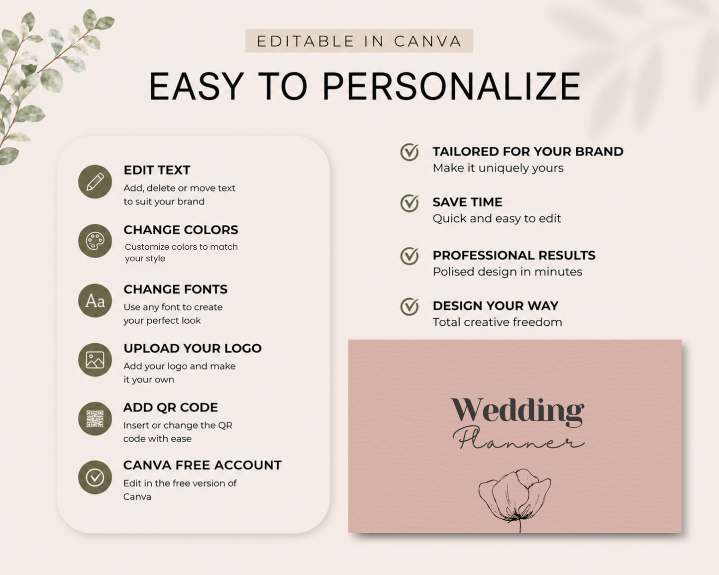 Wedding Planner Business Card | Canva Template