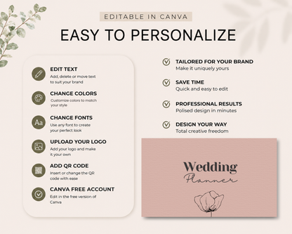 Wedding Planner Business Card | Canva Template