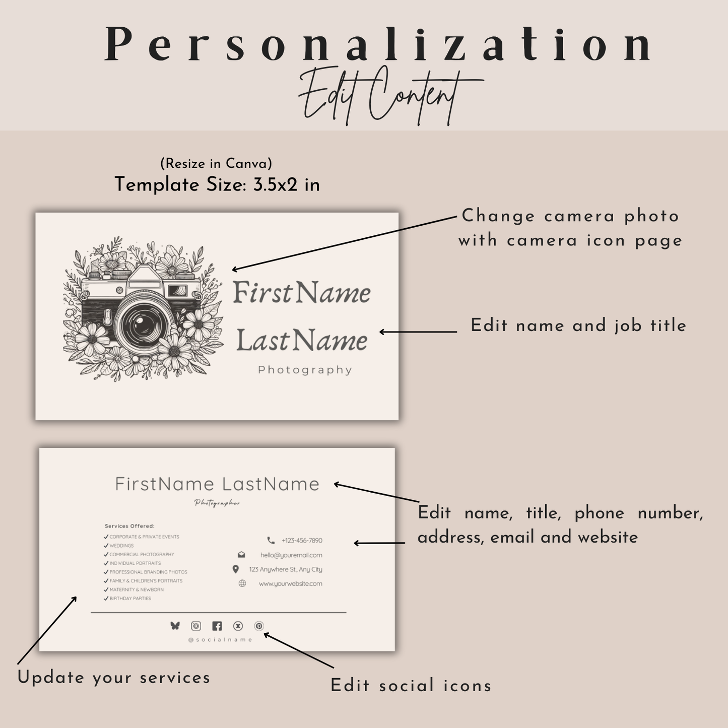 Modern Business Card Template | Vintage Photography