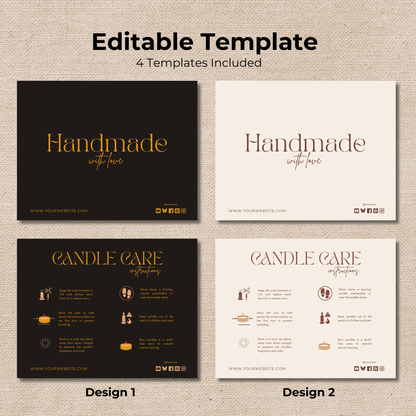 Candle Care Card | Candle Instructions | Candle Care Template