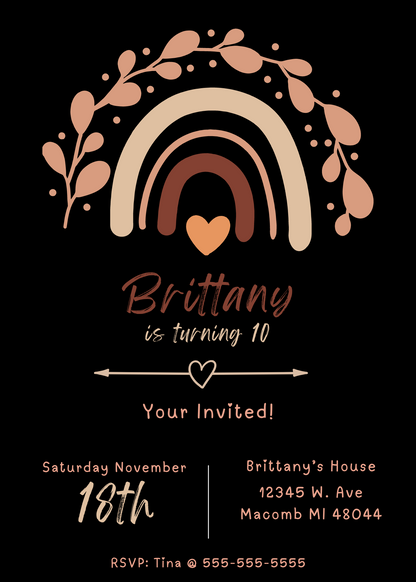 Boho Birthday Invitation Template | Instant Download | Canva Pro Template