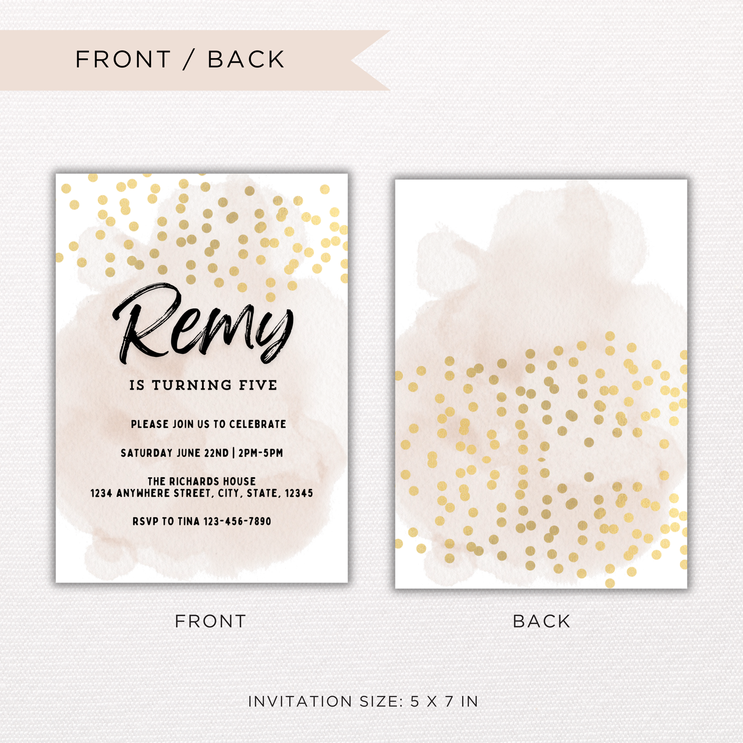 Gold Glitter Birthday Invite | Canva Template