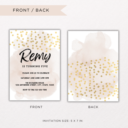Gold Glitter Birthday Invite | Canva Template