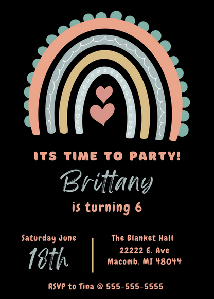 Boho Birthday Invitation Template | Instant Download | Canva