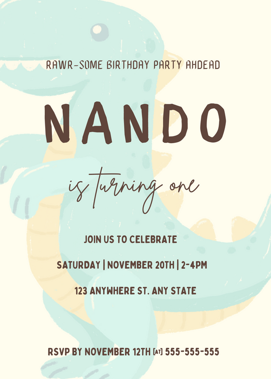 Dino Birthday Template | Instant Download | Canva Pro