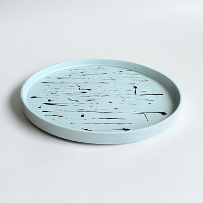 Large Circle Accent Tray | Light Blue & Black
