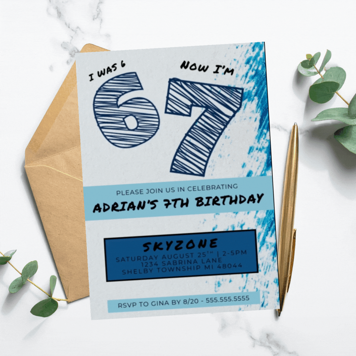 6 7 Birthday Invite | Canva Template