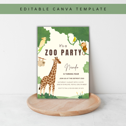 Canva Jungle Birthday Invitation Template | Editable Instant Download | Printable Safari Party Invite