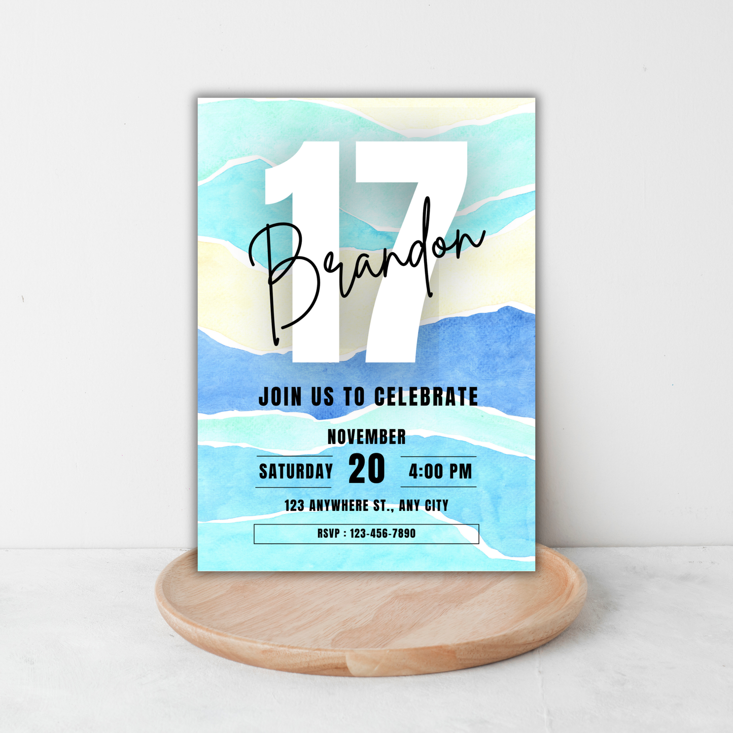 Blue Milestone Birthday Invite | Canva Template