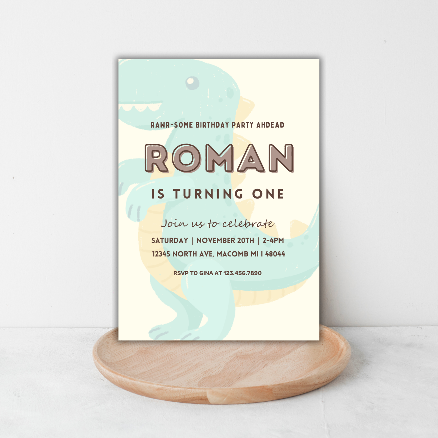 Dino Birthday Invite | Canva Template