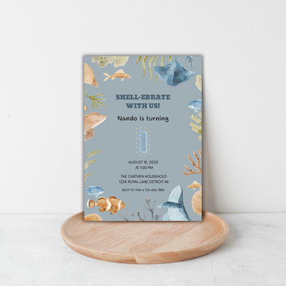 Sea Life 1st Birthday | Canva Template