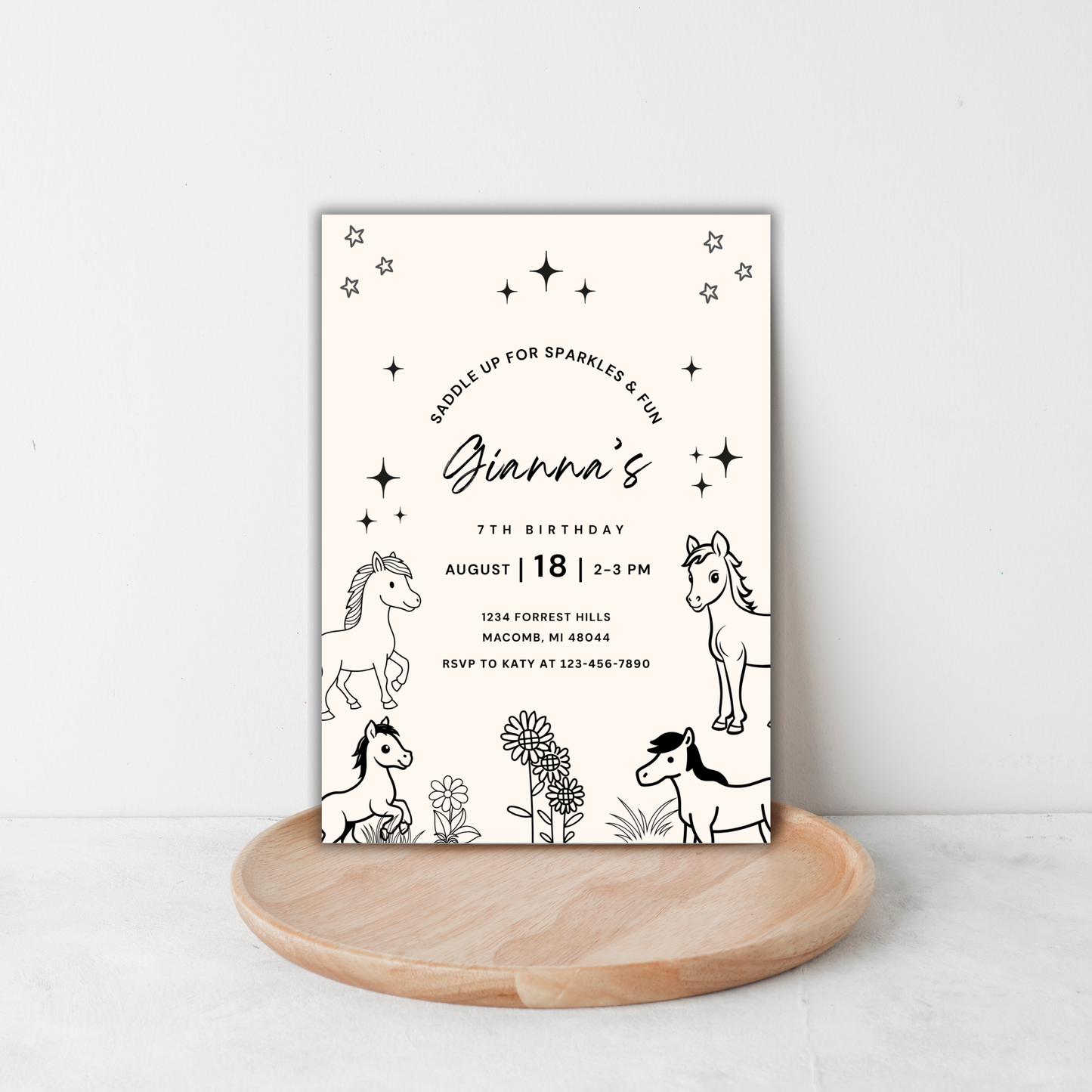 Pony Birthday Invite | Canva Template