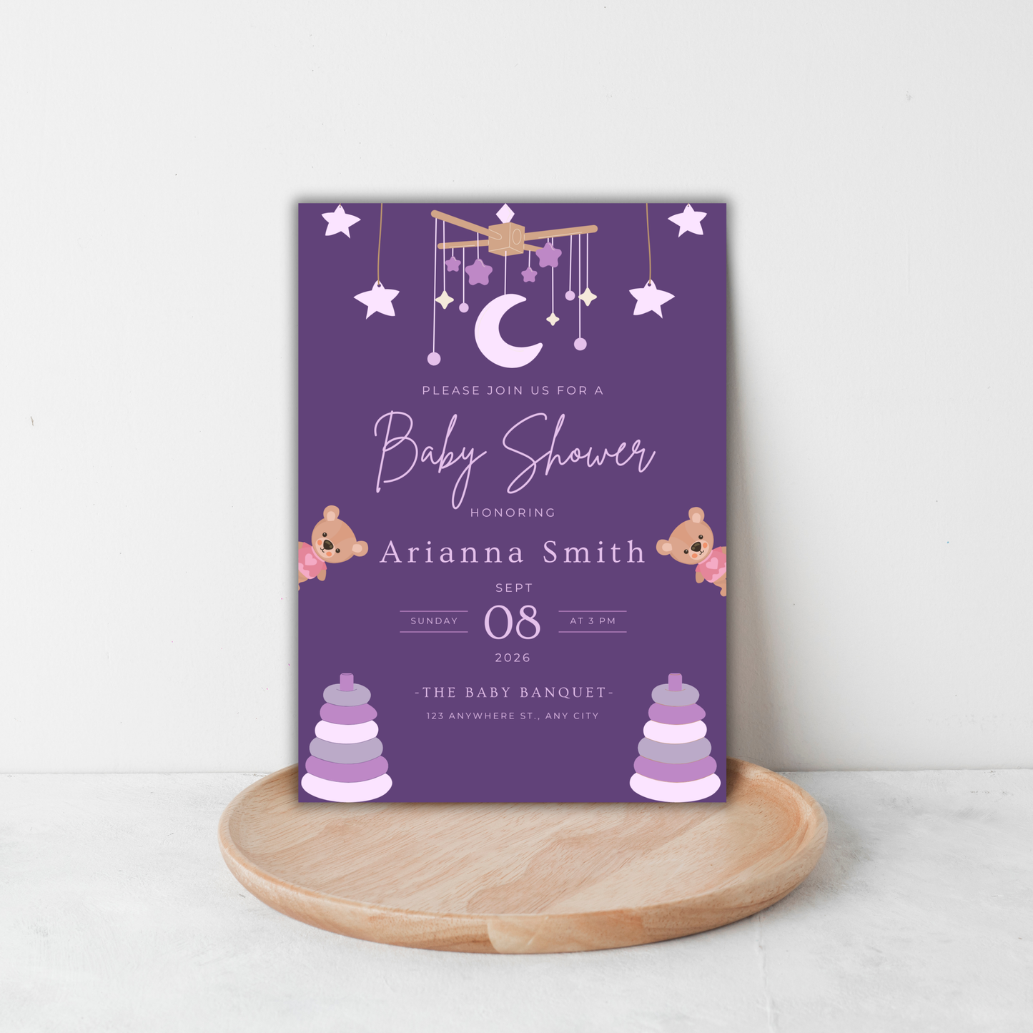 Baby Girl Shower Invitation | Canva Template