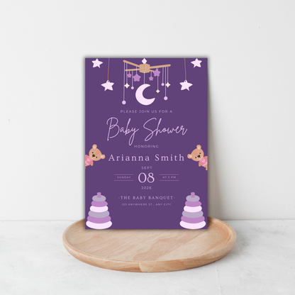 Baby Girl Shower Invitation | Canva Template