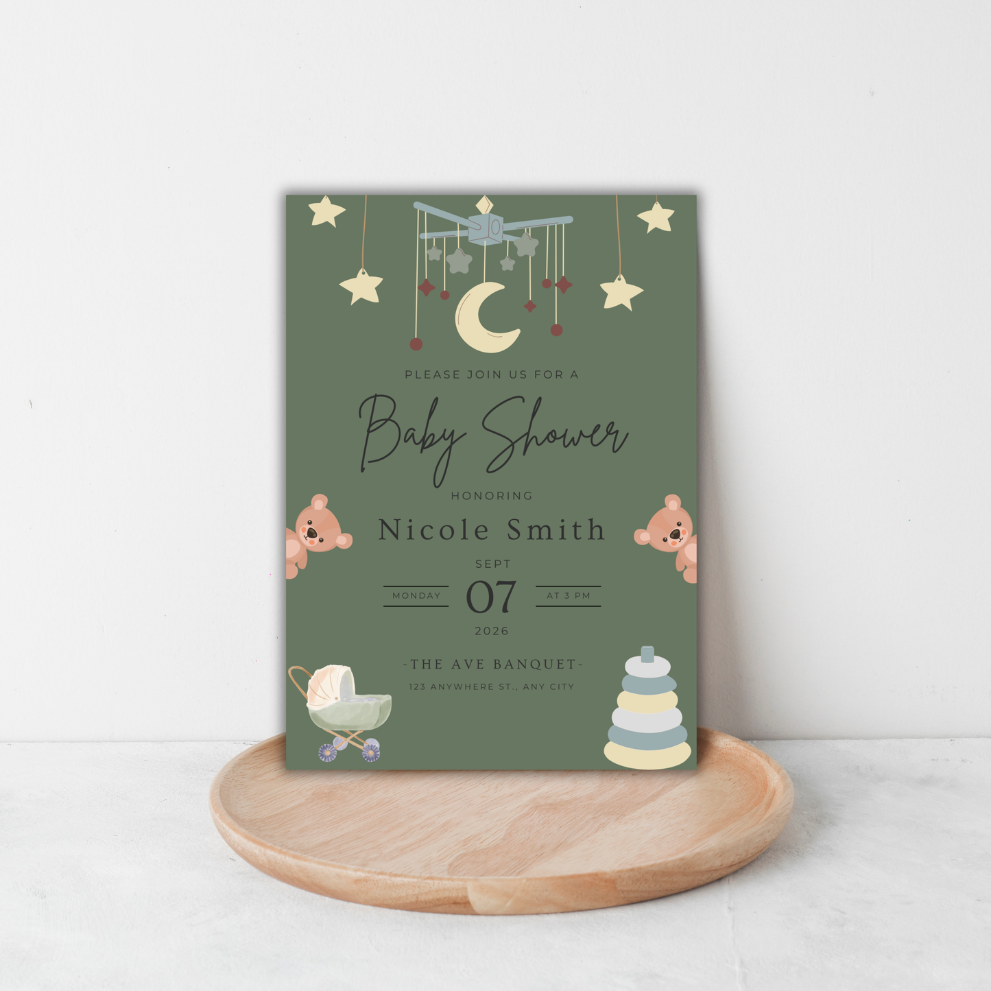 Baby Boy Shower Invite | Canva Template