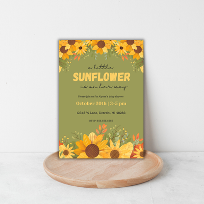 Sunflower Baby Shower Invite | Canva Template