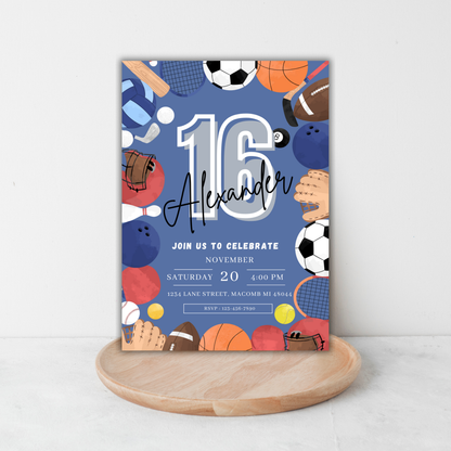 Sports Theme Birthday Invite | Canva Template