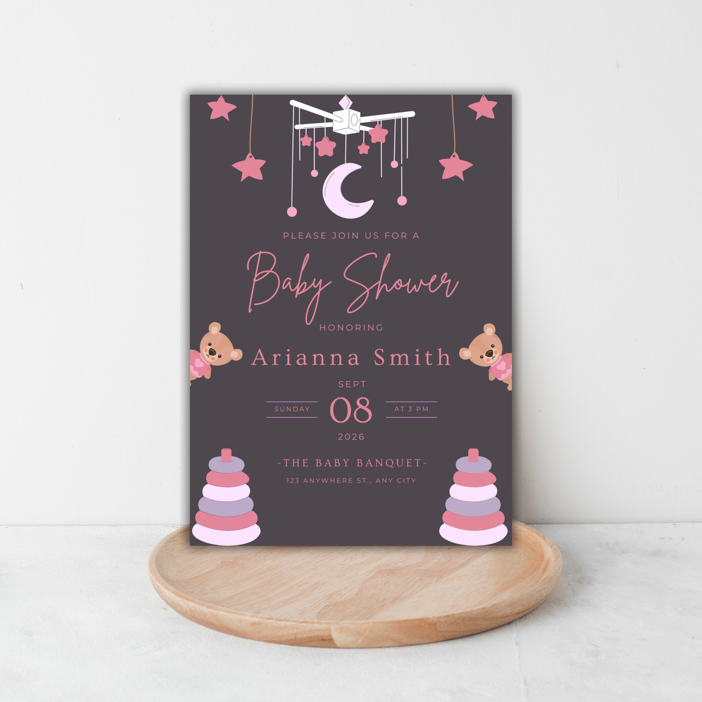 Baby Girl Shower Invitation | Canva Template