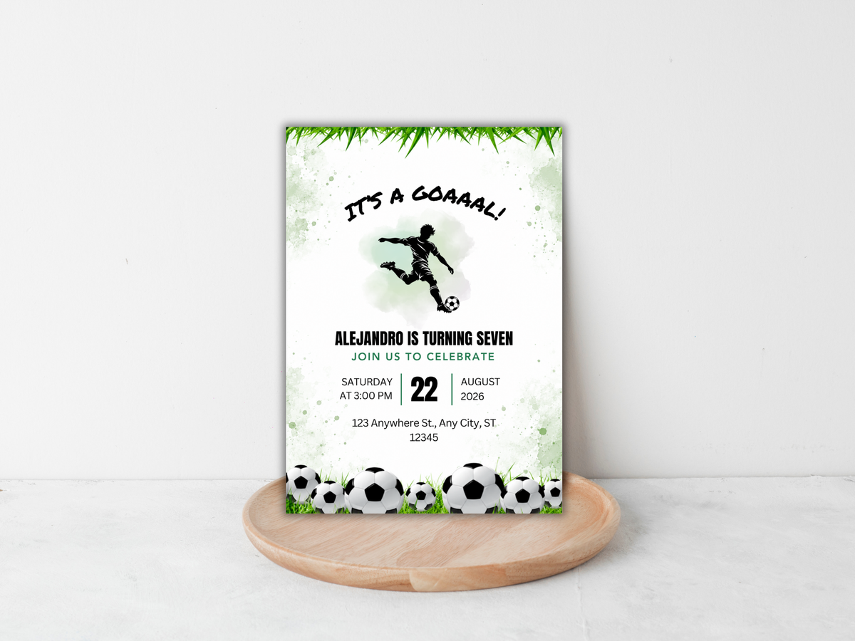 Soccer Theme Birthday Green | Canva Template