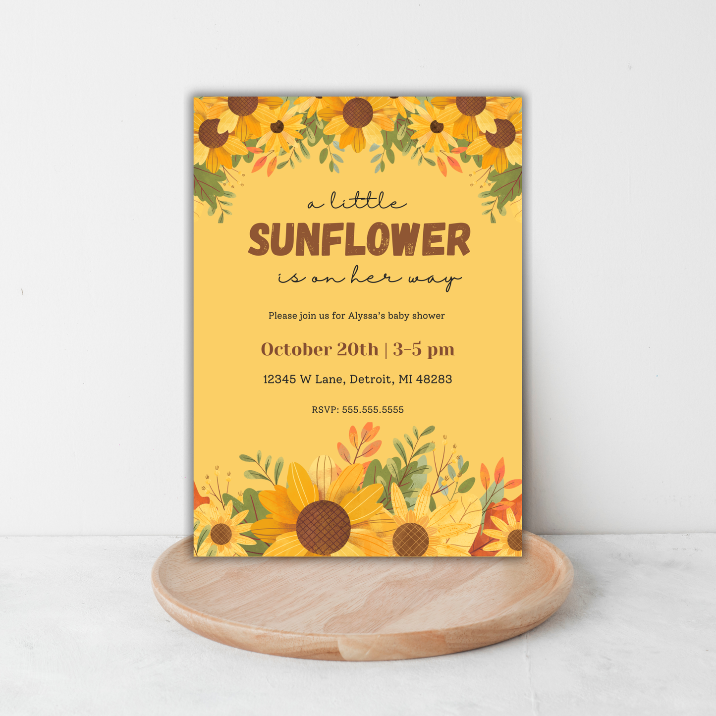 Sunflower Baby Shower Invite | Canva Template