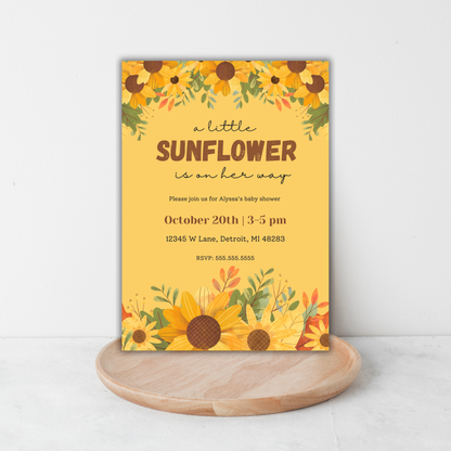 Sunflower Baby Shower Invite | Canva Template