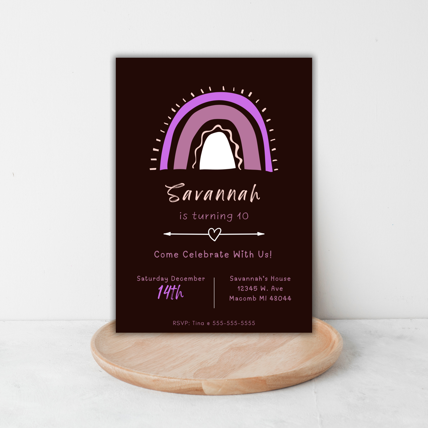 Pink Rainbow Birthday Invite | Canva Template