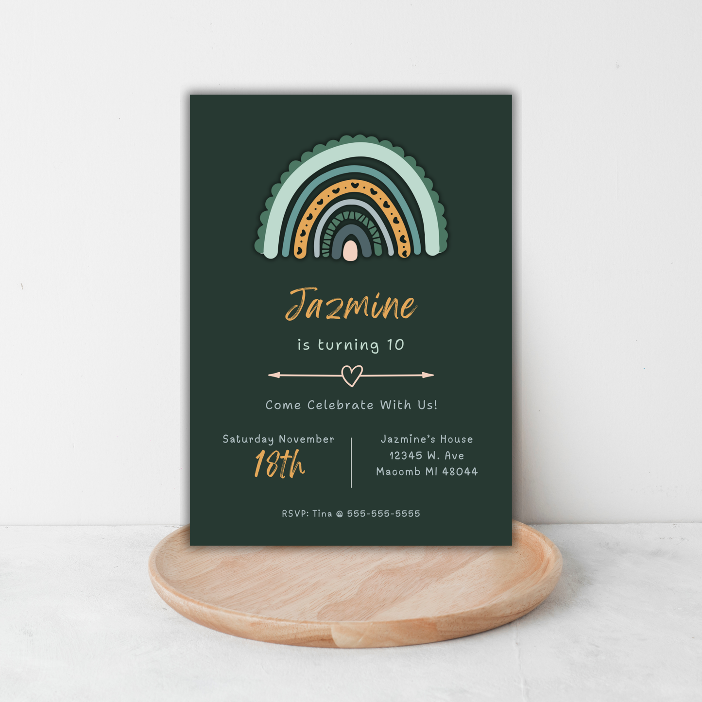 Boho Rainbow Invite | Canva Template