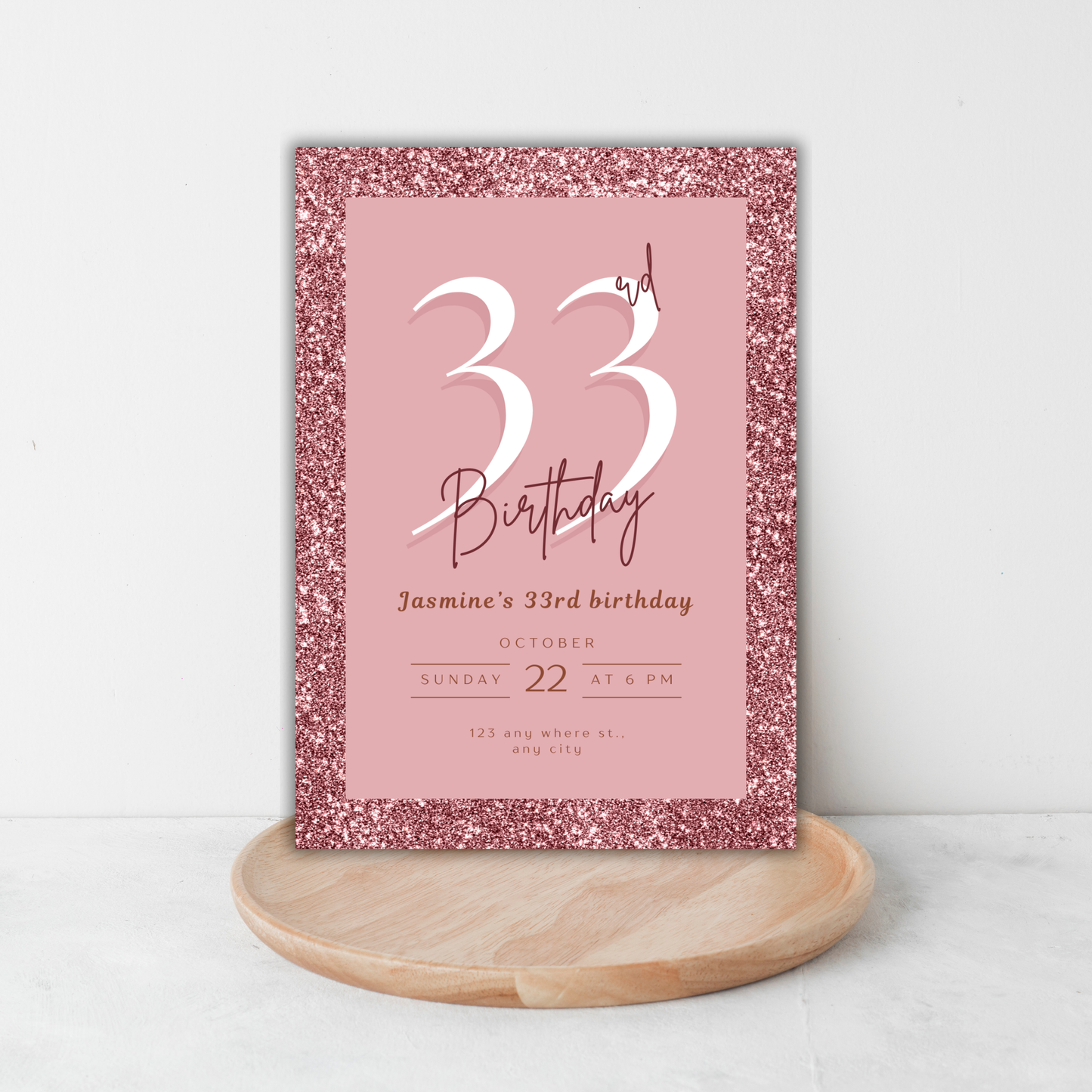 Milestone Invite - Glitter Theme | Canva Template