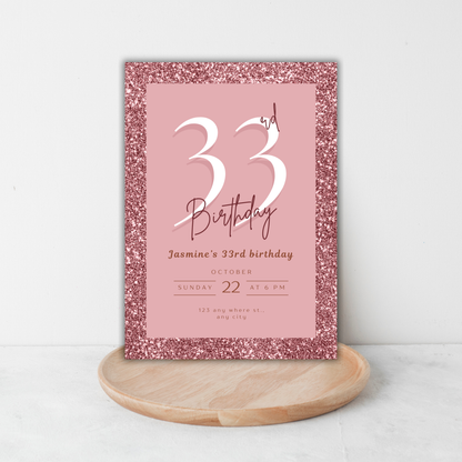 Milestone Invite - Glitter Theme | Canva Template