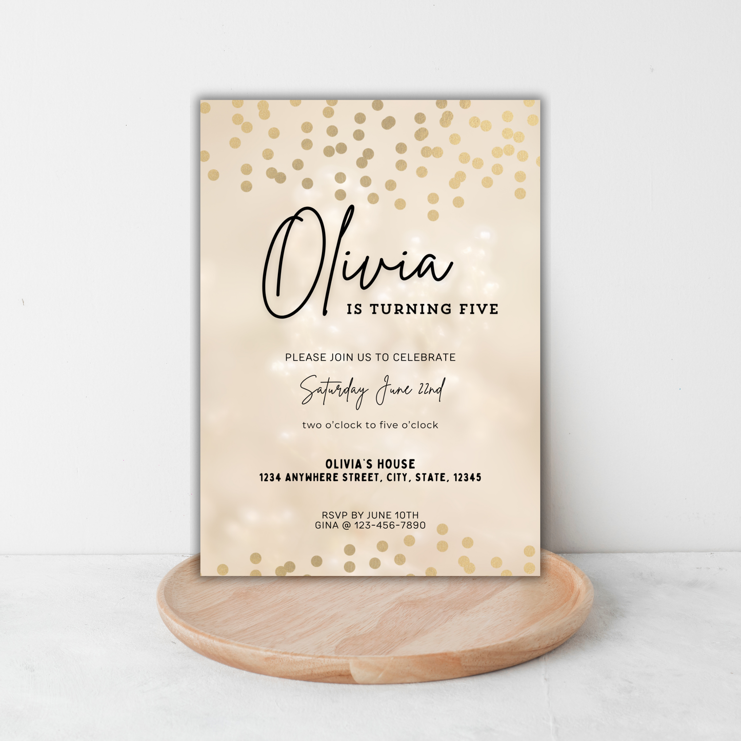 Gold Birthday Invite | Canva Template