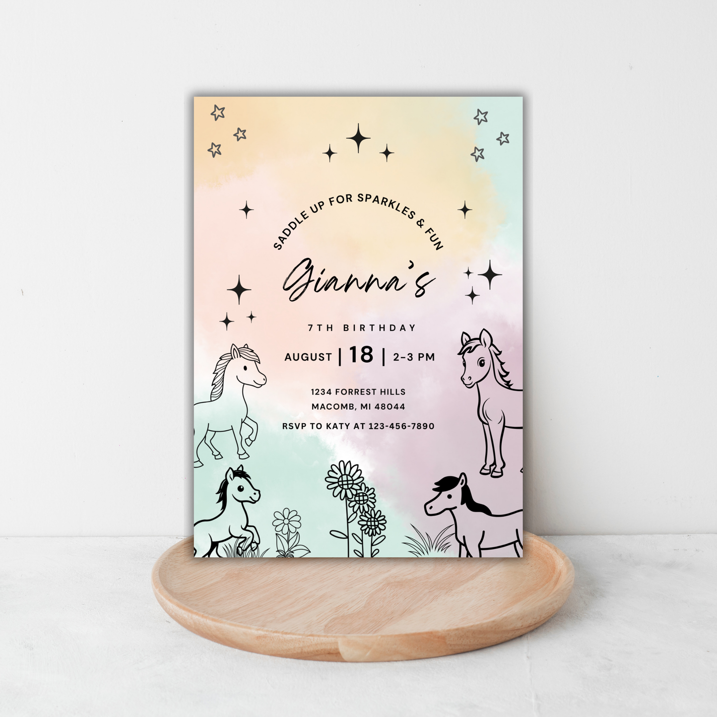 Pony Birthday Invite | Canva Template