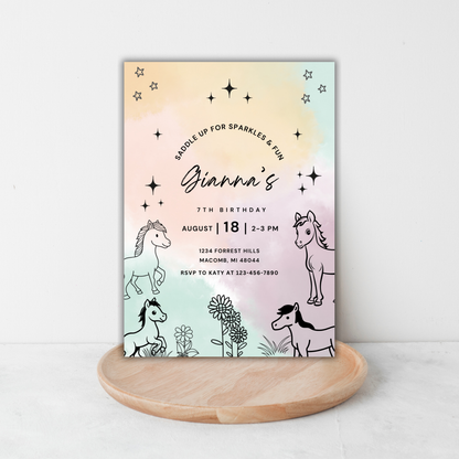 Pony Birthday Invite | Canva Template
