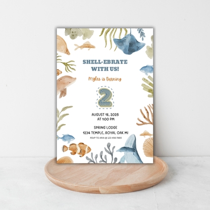 Sea Life 2nd Birthday | Canva Template