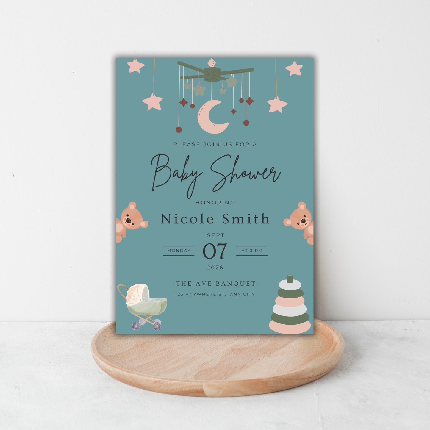 Baby Boy Shower Invite | Canva Template