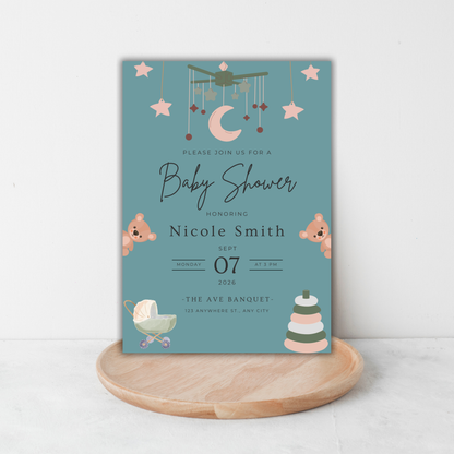 Baby Boy Shower Invite | Canva Template