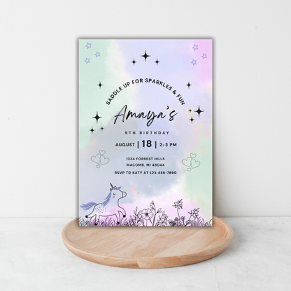 Pony Birthday Invite | Canva Template