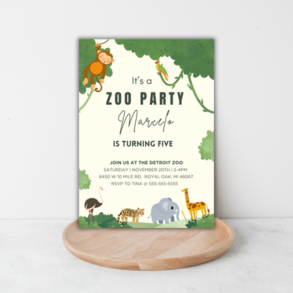 Zoo Birthday Invite | Canva Template