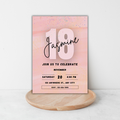 Pink Birthday Invite | Canva Template